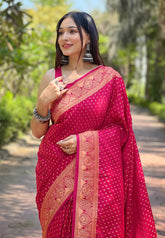 Womens Fashion Ethnic Banarasi Pink Color Sarees-MLSHWSA1868PNK